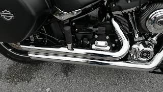 Harley Davidson Flsb Sport Glide 2019 M8 Vance amp hines big shots staggered chrome sound [upl. by Aicxela]