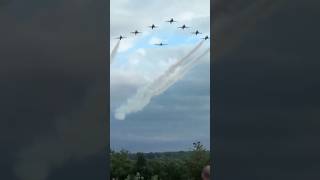 🇬🇧 Spitfire Merlin Engine Still Heard Over Nine Hawk Jets shortsvideo aviation military [upl. by Ardnua565]