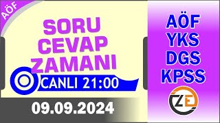 AÖF 09 09 2024  2100  Canlı Soru Cevap Zamanı  Açıköğretim DGS KPSS YKS [upl. by Dulciana]