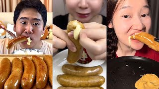 cheesy sausages big bites mukbang tiktok compilation pt1 [upl. by Nevetse]