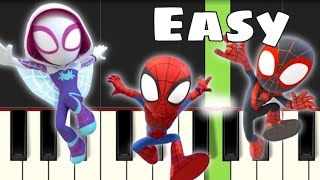 SPIDEY AND HIS AMAZING FRIENDS  Theme Song  EASY Piano Tutorial [upl. by Dnaltiak]