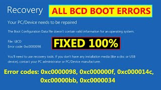 How to Fix Error Code 0xc0000098 in Windows 1087  Boot Configuration Data BCD File is Missing [upl. by Boff264]