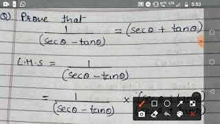 Grade10 prove that 1 sec theta  tan theta  sec theta  tan theta [upl. by Nicol959]