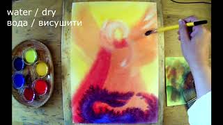 042 Archangel Michael  Архангел Михаїл Wetonwet watercolor Waldorf Art [upl. by Nnylarak]