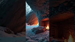 Cave Amidst a Snowstorm on a Winter Night 🔥 Campfire warms Snowstorm [upl. by Jaban]