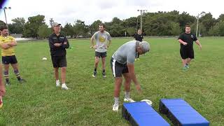 Rugby Defensive Folding Skill Drill [upl. by Aerdnuahs633]