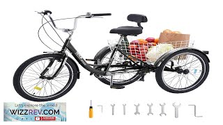 VEVOR Adult Tricycles Bike 7 Speed Adult Trikes 24 Inch ThreeWheeled Bicycles Review [upl. by Vincentia683]