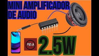 POTENTE MINI AMPLIFICADOR DE AUDIO DE 12V LM380  ARMADO EN PROTOBOARD [upl. by Cassiani]