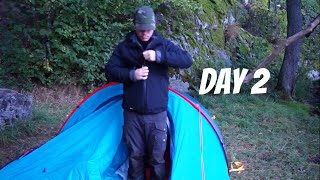 2 Days camping with boys cookingeating and building rain shelter [upl. by Nired]