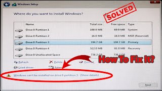 Windows Cant be Installed on Drive 0 Partition 123  Windows Installing Issue  Success IT [upl. by Allissa]