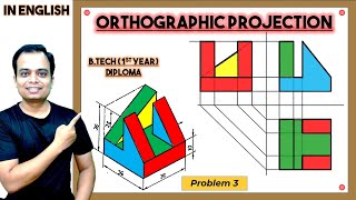 Orthographic ProjectionProblem 3 [upl. by Hovey]