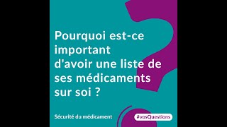 Pourquoi estce important davoir une liste de ses médicaments sur soi [upl. by Rankin]