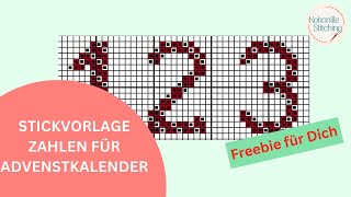 Gestickte Zahlen für den Adventskalender  Kreuzstichvorlage Freebie [upl. by Viradis]