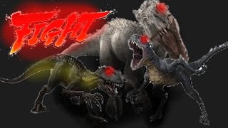 indoraptor vs escorpios rex vs indominus [upl. by Dahc]