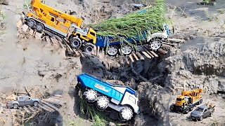 Wood Loaded Dumper Truck Accident In Hanging Bridge And Fell Down  Ft Toys [upl. by Rehpotsrihc]