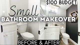 SMALL BATHROOM MAKEOVER ON A BUDGET  DIY BATHROOM MAKEOVER 2021  HUGE BATHROOM TRANSFORMATION [upl. by Lananna]