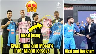 😍 Two legends David Beckham and Sachin Tendulkar swap Messis Inter miami and India Jersey [upl. by Aicilyhp]