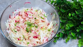 Leckerer Salat in 3 Min Ich werde nie müde diesen Salat zu essen Kohlrabi Radieschen Salat mit Öl [upl. by Rebmit174]