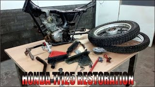 1975 Honda TL125 K2 Full Restoration Part 1  Frame Restoration [upl. by Ahsiekim]