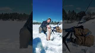 HUGE FISH FIRST TIME ICE FISHING fishing shorts outdoors [upl. by Leirza506]