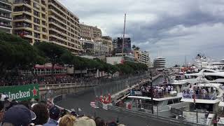 2019 Monaco F1 GP First Lap View from tribune K1 [upl. by Llewol]