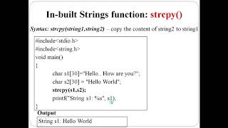 String processing in C In built String handling functions [upl. by Schlesinger889]