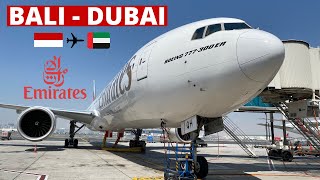 Emirates Airlines  Bali to Dubai  B777300 ER two class  Emirates Economy  Trip Report [upl. by Sisto]