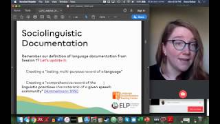 LDTC ELP 2020 Webinar 7  Sociolinguistics amp Language Documentation [upl. by Wenger]