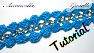 Tutorial Bracciale Uncinetto con Catena  Crochet bracelet with chain [upl. by Santana560]