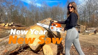 New Year New SAW MS362 Stihl Cutting into 2024 [upl. by Rosdniw]