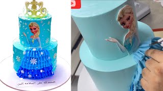 frozen cake designfrozen cake design2tierfrozencakedecoratingcompilationfrozen sugar paste design [upl. by Odnaloy]