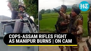 On Cam Manipur Cops Fight With Assam Rifles For Colluding with Kukis 15 Houses Set Ablaze [upl. by Oiruam]