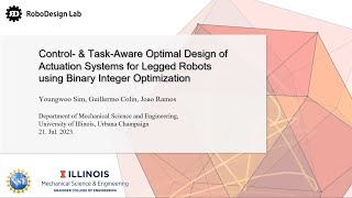 Control amp TaskAware Optimal Design of Actuation System for Legged Robots [upl. by Edlihtam]