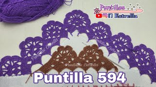 Puntilla 594 puntilla de una vuelta 💜 Puntillas Estrella 🌟 [upl. by Atinej]