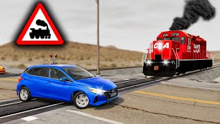 TREN KAZASI ARABALAR PERT OLDU  BeamNGdrive  TRAİN CRASH [upl. by Ynnavoig]