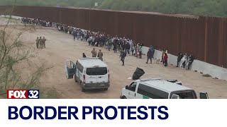 US border protests planned amid migrant surge [upl. by Hacceber]