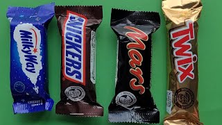 ASMR Unpacking Sweets  Snickers  TWIX  MARS  MilkyWay [upl. by Attoynek]