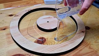 Wall Clock of Wood and Epoxy with LED Solar Eclipse [upl. by Lenod802]