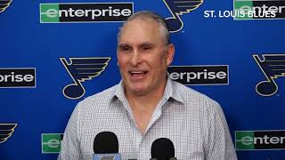 Blues head coach Craig Berube talks about starting playoffs against Minnesota Wild [upl. by Aremihc]