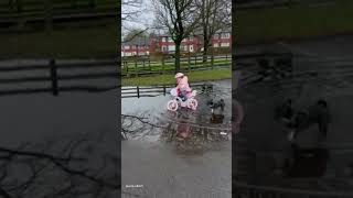 Little Girl Riding Bike Falls Into Puddle 🤣💦 [upl. by Nett]