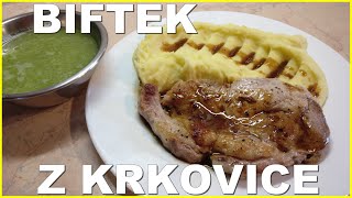 Biftek z vepřové krkovice s bramborovou kaší s česnekem [upl. by Naryb926]