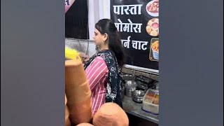 Indore Girl Selling White Sauce Pasta at Indore’s Sarafa Bazaar  MustTry Street Food [upl. by Odnama]