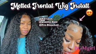 DETAILED HD 24 INCH WATER WAVE MIDDLE PART FRONTAL WIG INSTALL DRAMATIC BABY HAIR FtBGMGIRL HAIR 💗 [upl. by Nomrej]