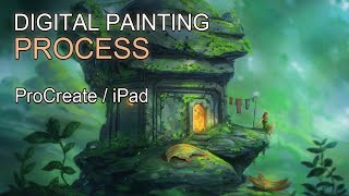 ProCreate Digital Painting  Cozy Little Place II  TimeLapse [upl. by Mikahs290]