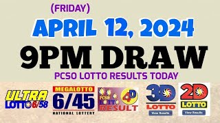 Lotto Result Today 9pm draw April 12 2024 658 645 4D Swertres Ez2 PCSOlotto [upl. by Vipul679]