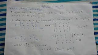 Matrices 1 Singular amp NonSingular [upl. by Maillil]