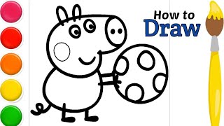 Peppa pig drawing and colouring for kids  easy drawing for kids  lets draw cartoon cartoondraw [upl. by Nolos]