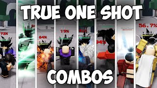 TRUE ONE SHOT COMBOS FOR EVERY CHARACTER Strongest battlegrounds 3 [upl. by Lewin]