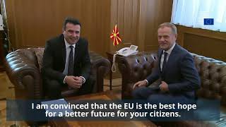 President Tusk visits Skopje  Highlights [upl. by Zingale]