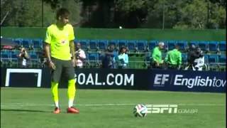 Neymar scores cheeky reverse foot penalty Football Tricks [upl. by Nolyat369]